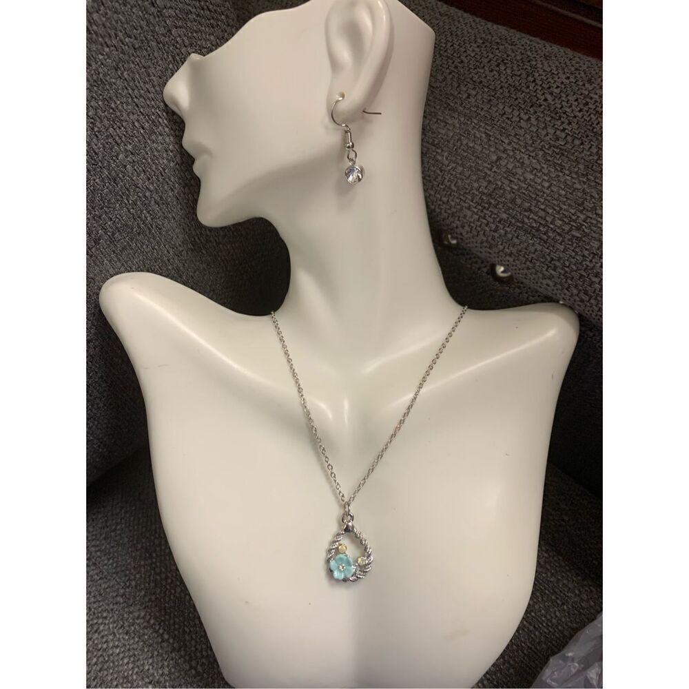 Silver Necklace and Earrings Set